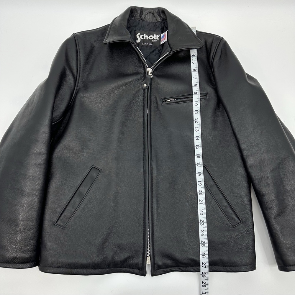 Schott NYC Black Leather Jacket Size 40/Medium - Made in USA - Picture 11 of 15